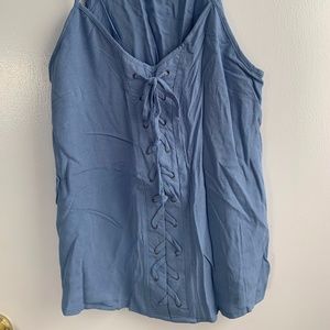 Blue Lace Up Tank Top